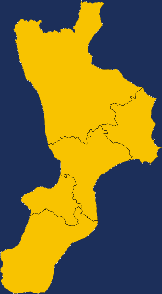 Cartina della Calabria con confini provinciali